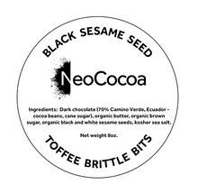 Load image into Gallery viewer, Round, black text on white label paper with title, ingredients, NeoCocoa logo and net weight .